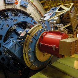 FORCAST mounted on the SOFIA telescope's instrument flange that extends into the main cabin