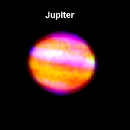 SOFIA image of Jupiter and three of the Galilean moons