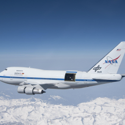 SOFIA air-to-air over the Sierra Nevada Mountains