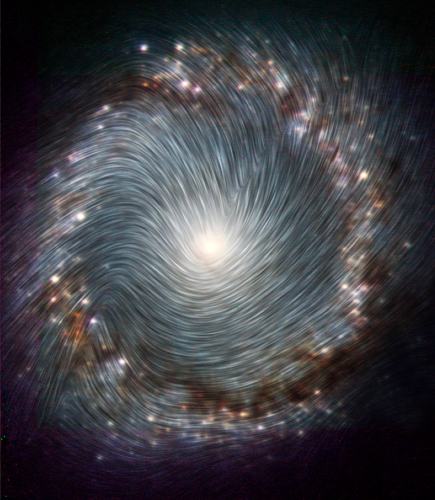 Starburst ring of NGC 1097 with magnetic streamlines