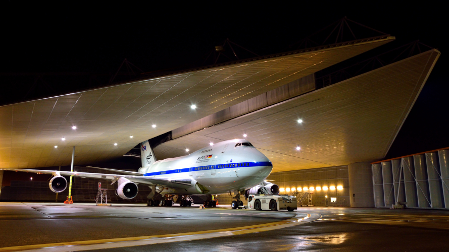 SOFIA is seen at Lufthansa Technik, Hamburg, Germany, preparing for its routine C-Check maintenance period